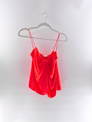 NWT Rosetta Getty Sleeveless Twist Front Camisole Tank Top Hot Orange Womens 2