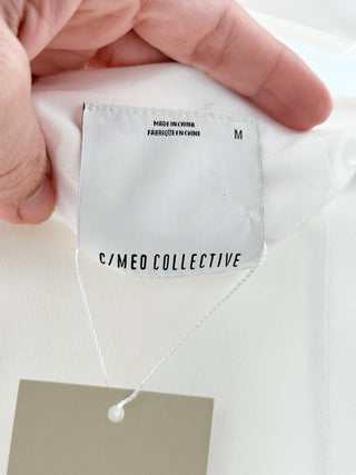 C/Meo Collective White colorblock satin matching set, top XS / bottom M