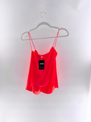 NWT Rosetta Getty Sleeveless Twist Front Camisole Tank Top Hot Orange Womens 2