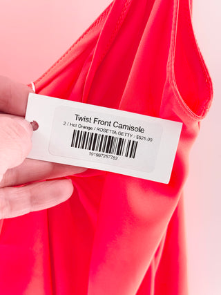 NWT Rosetta Getty Sleeveless Twist Front Camisole Tank Top Hot Orange Womens 2