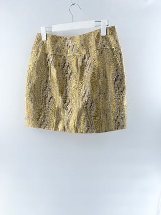 BCBG Max azria crinkle metallic mini skirt with zipper, M