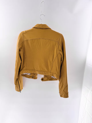 Current/Elliot Leather Long Sleeve Full Zip Moto Jacket Light Olive Women's 2