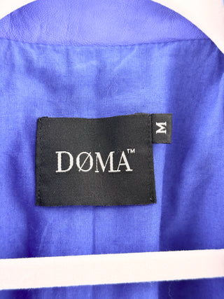DOMA Leather Long Seeve Full Zip Collared Neck Moto Jacket Purple Blue Womens M