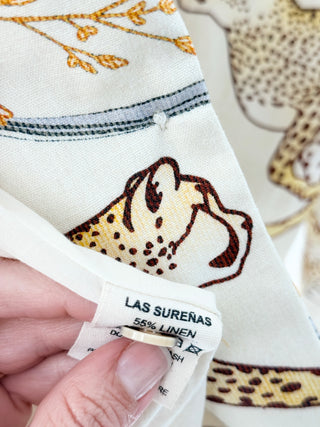 Las Surenas matching set printed linen cotton blazer and pants, XL