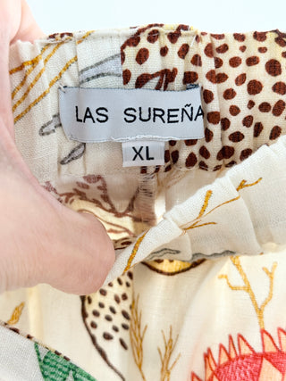 Las Surenas matching set printed linen cotton blazer and pants, XL
