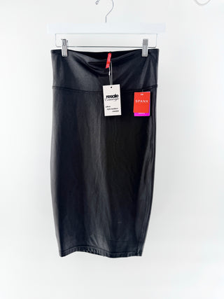 NWT Spanx Faux Leather High Waisted Midi Pencil Skirt Black Women's Medium