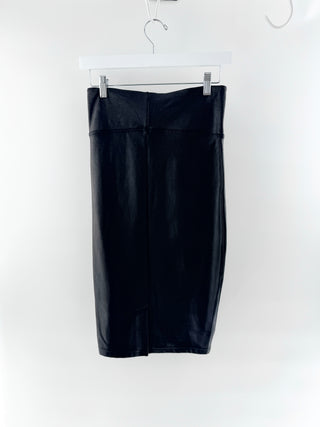 NWT Spanx Faux Leather High Waisted Midi Pencil Skirt Black Women's Medium