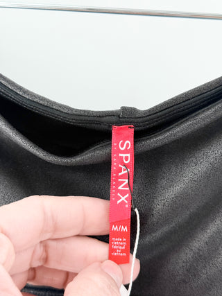 NWT Spanx Faux Leather High Waisted Midi Pencil Skirt Black Women's Medium