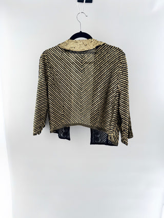 BCBG Max azria sequin open front crop jacket, L