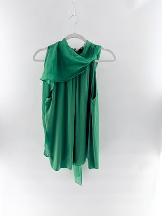 Diane von Furstenberg silk green sleeveless top, Medium