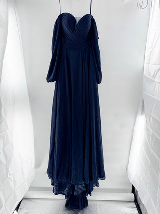 NWT Jadore Evening Sparkly Sweetheart Neck Off Shoulder Gown Dress Navy Womens 8