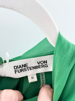 Diane von Furstenberg silk green sleeveless top, Medium