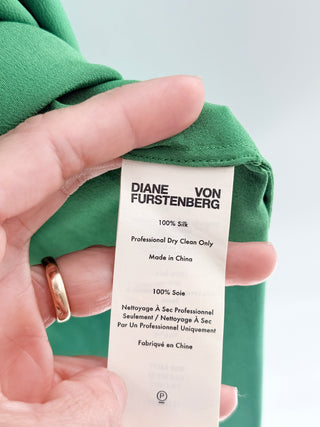 Diane von Furstenberg silk green sleeveless top, Medium