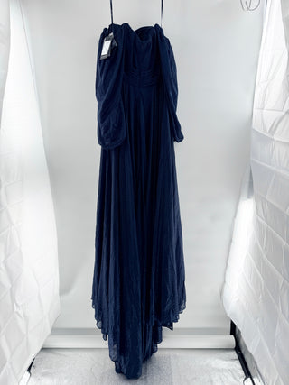 NWT Jadore Evening Sparkly Sweetheart Neck Off Shoulder Gown Dress Navy Womens 8