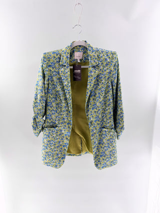 Cinq a sept tiny floral ruched blazer satin, 2