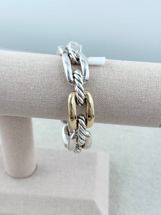 David Yurman chunky 2 tone bracelet, M