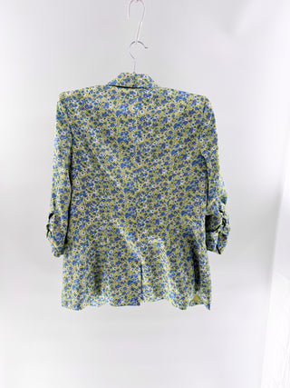 Cinq a sept tiny floral ruched blazer satin, 2