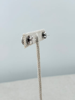 David Yurman petite albion stud earrings crafted in sterling silver featuring faceted cushion-cut blue topaz center stones framed by pave-set diamond halos