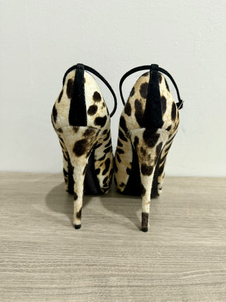 Giuseppe Zanotti Ponyhair Leopard Print Peep Toe Platform Pumps Multi 39 / 8.5