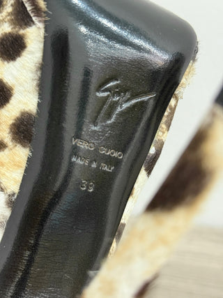 Giuseppe Zanotti Ponyhair Leopard Print Peep Toe Platform Pumps Multi 39 / 8.5