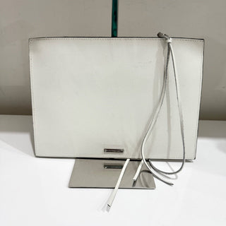 NWOT Rebecca Minkoff Large Leather Zip Up Clutch Handbag White 11'' x 8''