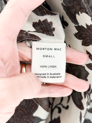 morton mac 100% linen floral set top and shorts, S