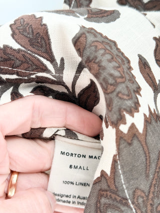 morton mac 100% linen floral set top and shorts, S