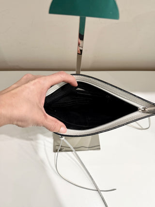 NWOT Rebecca Minkoff Large Leather Zip Up Clutch Handbag White 11'' x 8''