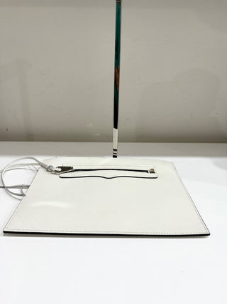 NWOT Rebecca Minkoff Large Leather Zip Up Clutch Handbag White 11'' x 8''