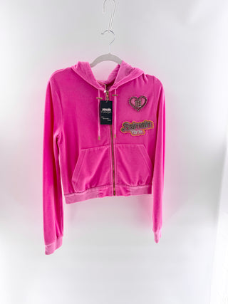 Balmain Balmain x Barbie Cropped Velvet Zipped Hoodie with Badges, M