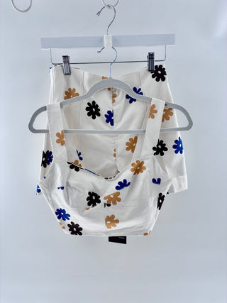Silvia Tcherassi Bustier crop top & matching high waisted shorts with floral pattern, s