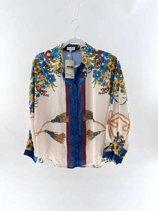 Claudie Pierlot Floral design collared top, 38 FR / US 6