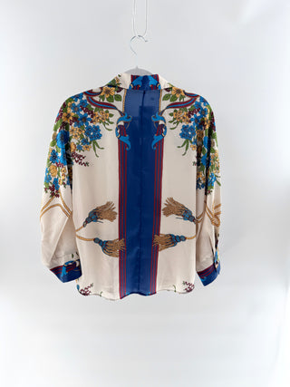 Claudie Pierlot Floral design collared top, 38 FR / US 6