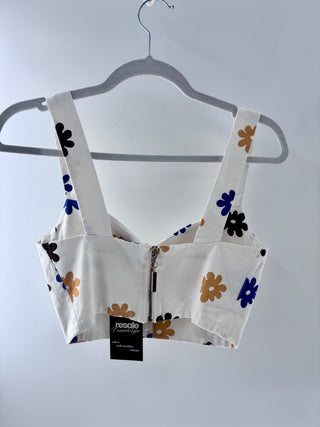 Silvia Tcherassi Bustier crop top & matching high waisted shorts with floral pattern, s