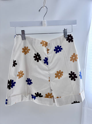 Silvia Tcherassi Bustier crop top & matching high waisted shorts with floral pattern, s