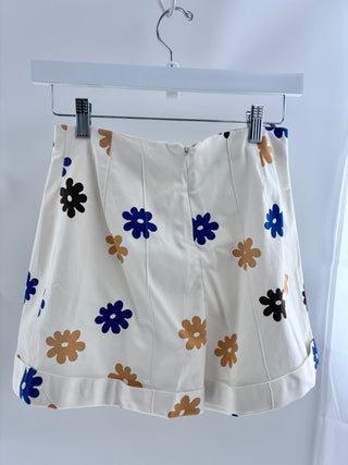 Silvia Tcherassi Bustier crop top & matching high waisted shorts with floral pattern, s
