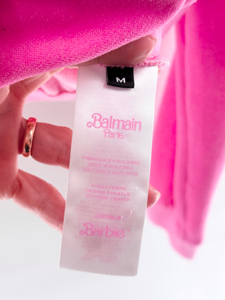 Balmain Balmain x Barbie Cropped Velvet Zipped Hoodie with Badges, M