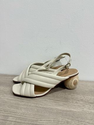 Huma Blanco Franny Wooden Heel Slingback Sandals Bone Women's Size 40 / US 9.5