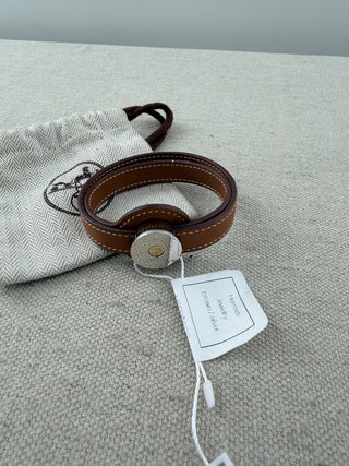 Hermes leather and metal wrap around cavalerie double tour bracelet