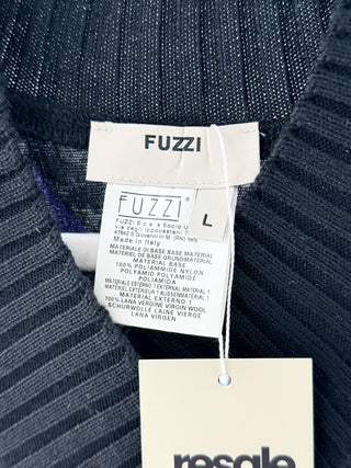 Fuzzi v neck pattern top mesh, L