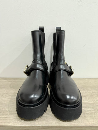 NWOT Sandro Helen Chunky Sole Buckled Chelsea Boots Black Women's 40/ US 9.5