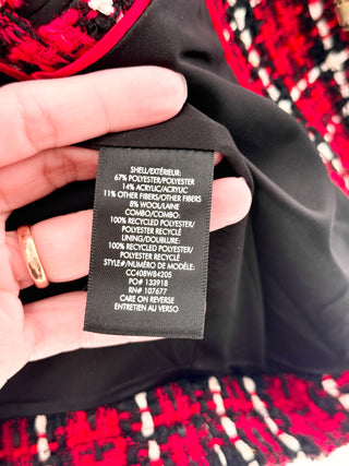 Alice & Olivia Mera Plaid Pleated Tweed Jacket & Mini Skirt, 6
