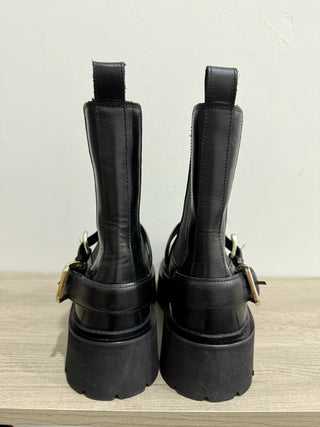 NWOT Sandro Helen Chunky Sole Buckled Chelsea Boots Black Women's 40/ US 9.5