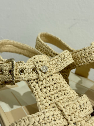 NWOT Dolce Vita Lasly Fisherman Chunky Platform Raffia Sandals Natural Women 9.5