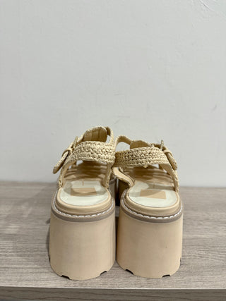 NWOT Dolce Vita Lasly Fisherman Chunky Platform Raffia Sandals Natural Women 9.5