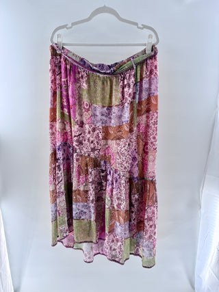 Johnny Was tiered floral print long skirt, XL