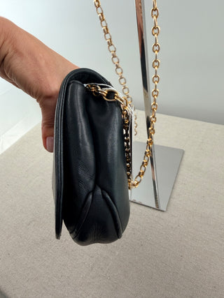 Chanel vintage leather flap bag with stitched CC and chain strap