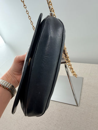 Chanel vintage leather flap bag with stitched CC and chain strap