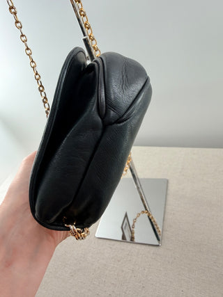 Chanel vintage leather flap bag with stitched CC and chain strap