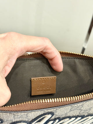 Gucci large monogram embroidered zipper pouch